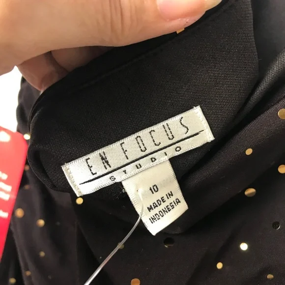 EnFocus Studio gold Sequins Asymmetrical Ruched Halter Dress Size 10 NWOT - Picture 10 of 11